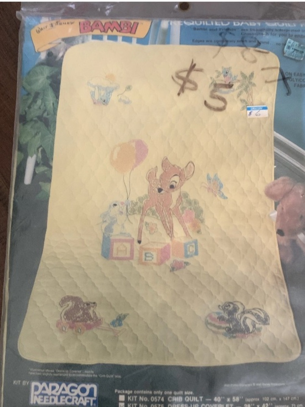 Disney Bambi Vintage 1983 Paragon Needlecraft Pre Quilted Coverlet Kit No.0575